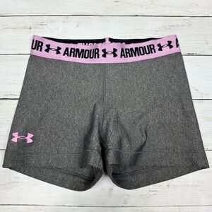 Under Armor Gray Purple Waistband Compression Shorts Athletic Workout